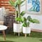 Set of 2 White Polystone Contemporary Planter, 13" 16"